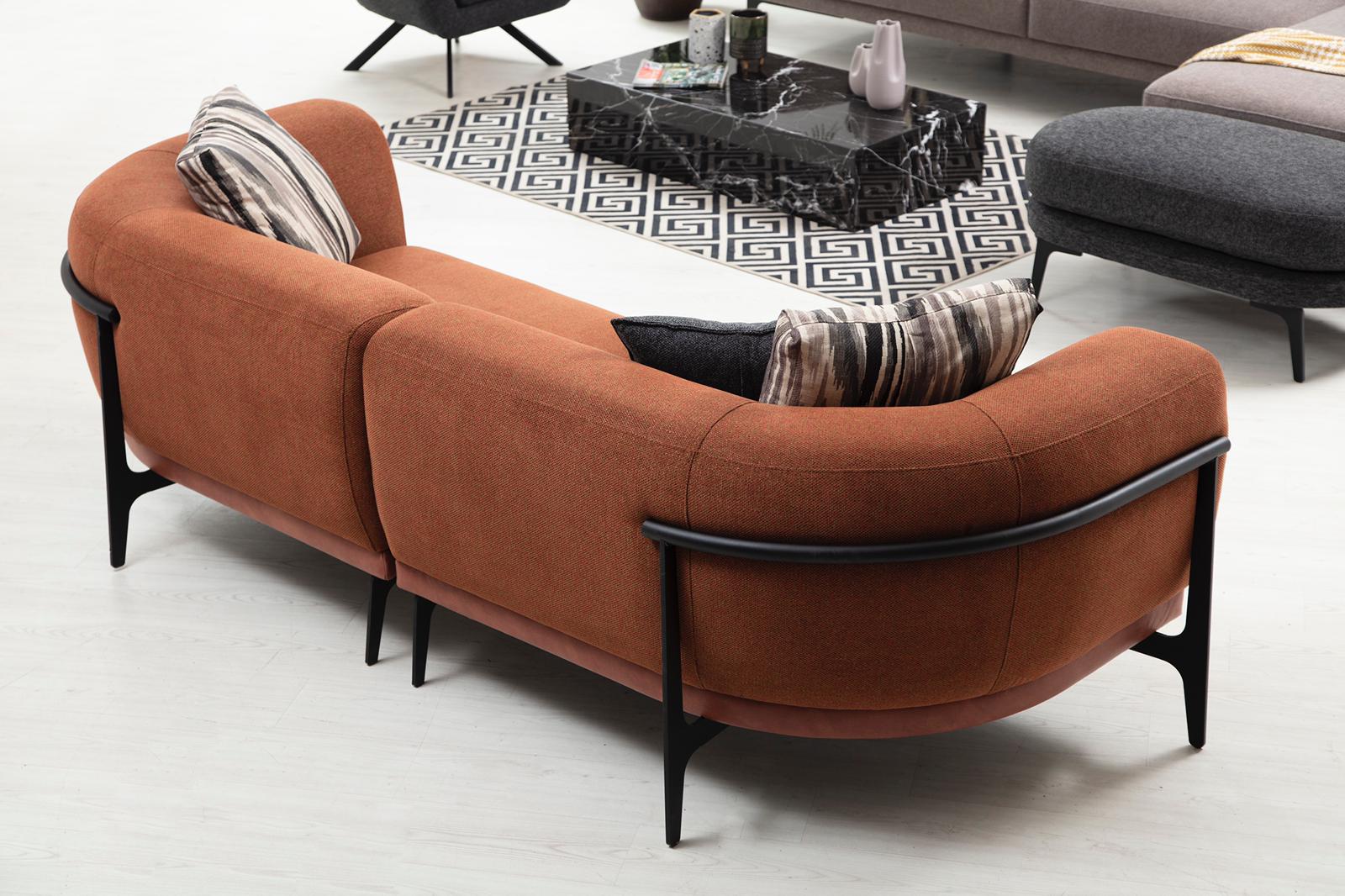 Sitzgruppe/Sofa Set - "Mock-orange" - Ecksofa + 3-Sitzer + Sessel - Orange/Grau - Nobelaa