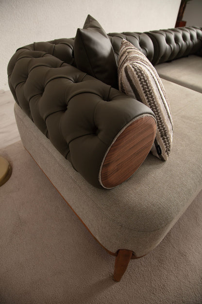 Sitzgruppe/Sofa Set - Wohnzimmergarnitur "Nova" 3+3+1 - Khakigrün - Nobelaa