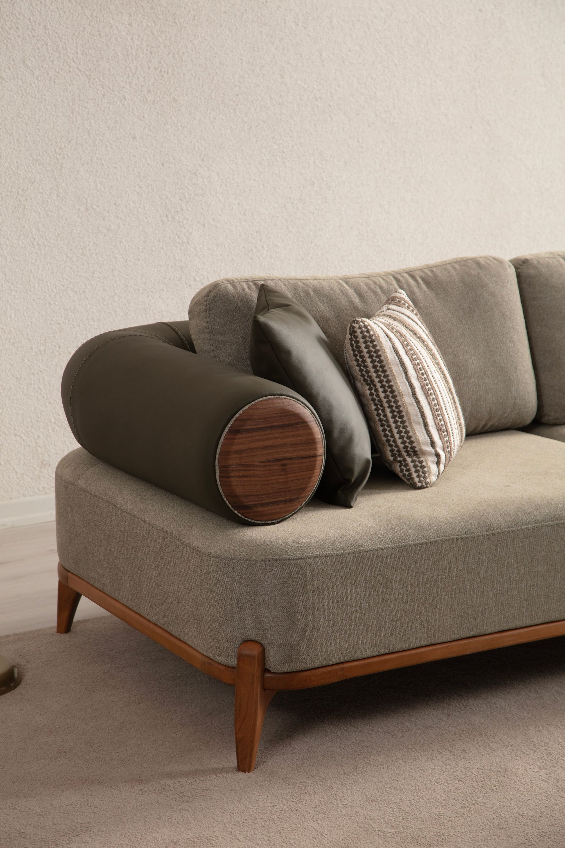 Sitzgruppe/Sofa Set - Wohnzimmergarnitur "Nova" 3+3+1 - Khakigrün - Nobelaa