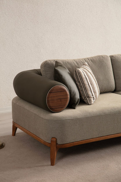 Sitzgruppe/Sofa Set - Wohnzimmergarnitur "Nova" 3+3+1 - Khakigrün - Nobelaa