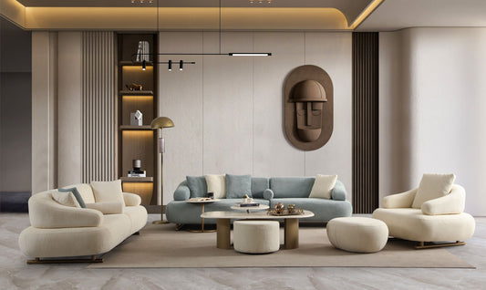 Sitzgruppe/Sofa Set - Wohnzimmergarnitur "Redbud" 3+2+1 -Beige - Nobelaa