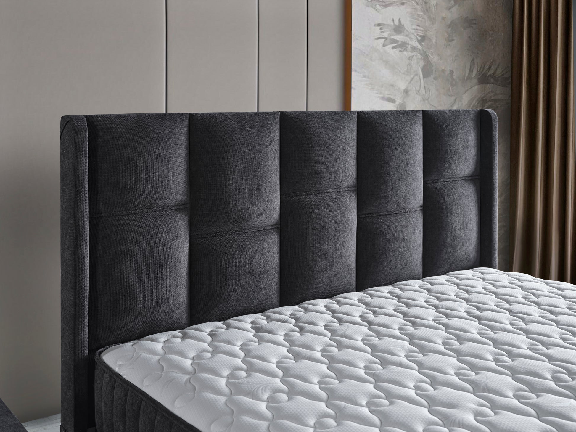 Schlafzimmer-Set "Rina" – Bett mit Bettkasten und Matratze , Nachttisch, Bettbank