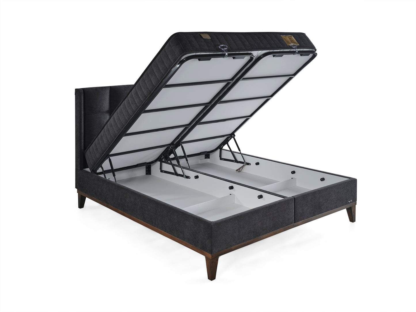 Schlafzimmer-Set "Rina" – Bett mit Bettkasten und Matratze , Nachttisch, Bettbank