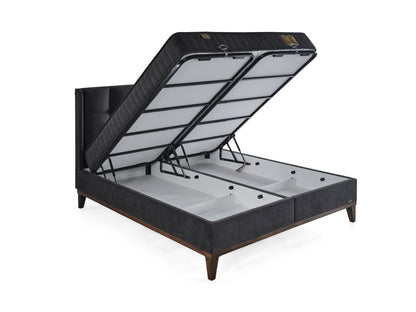 Schlafzimmer-Set "Rina" – Bett mit Bettkasten und Matratze , Nachttisch, Bettbank