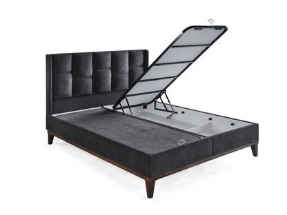 Schlafzimmer-Set "Rina" – Bett mit Bettkasten und Matratze , Nachttisch, Bettbank