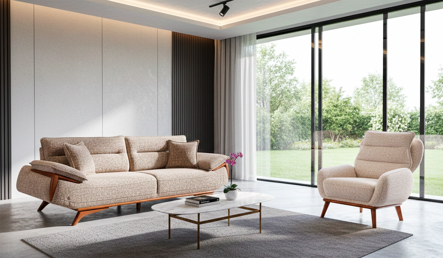 Sitzgruppe/Sofa Set - Wohnzimmergarnitur "Rosamora" 3+3+1