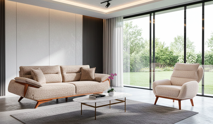 Sitzgruppe/Sofa Set - Wohnzimmergarnitur "Rosamora" 3+3+1