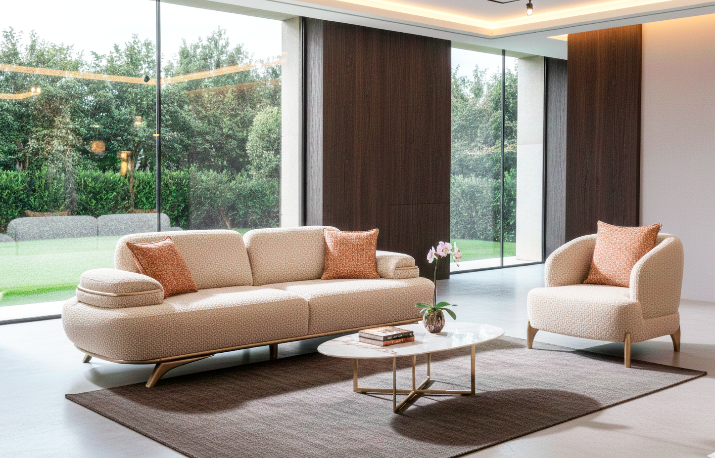 Sitzgruppe/Sofa Set - Wohnzimmergarnitur "Rosessia" 3+3+1