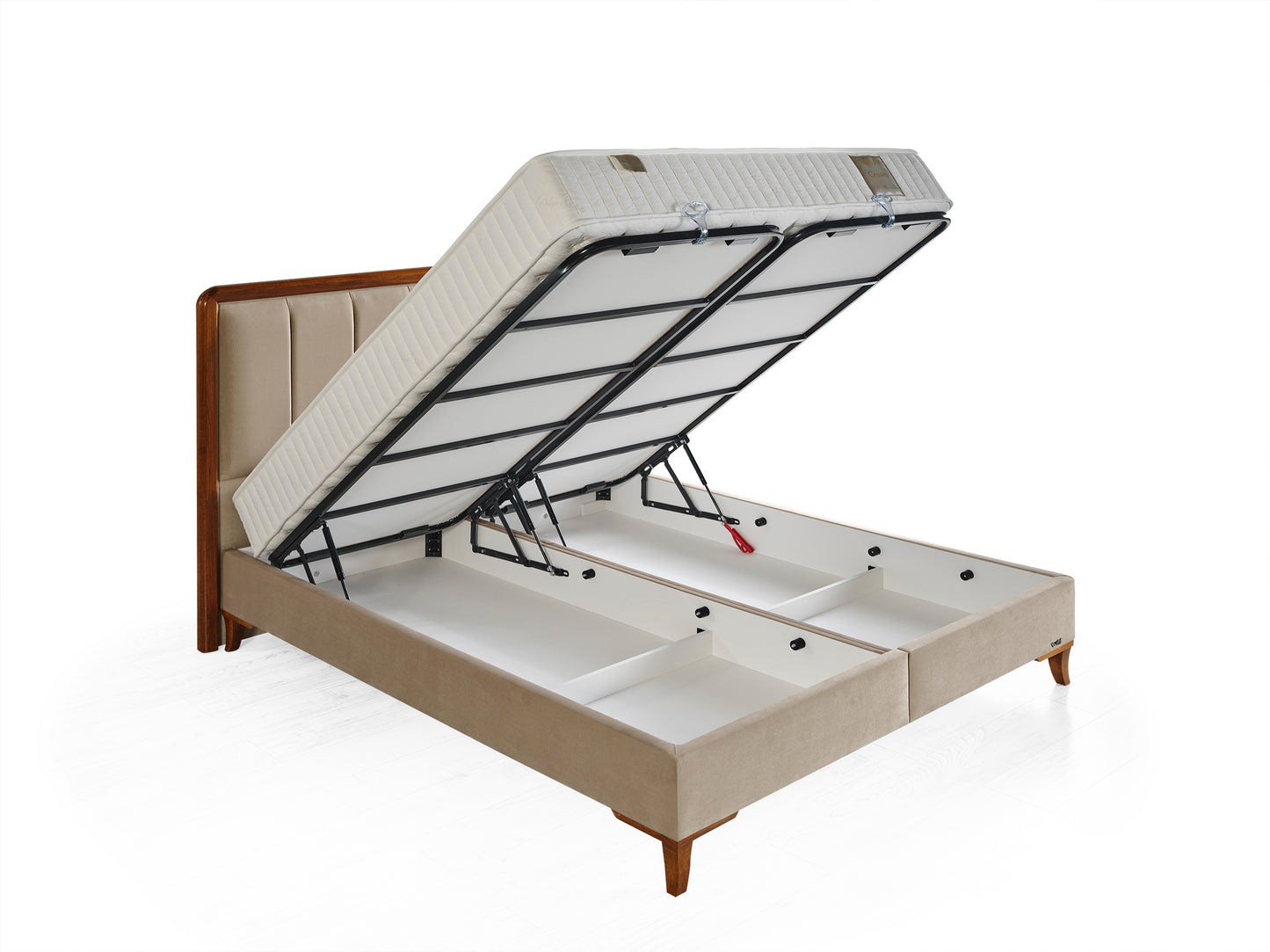 Schlafzimmer-Set "Rovina" – Bett mit Bettkasten und Matratze , Nachttisch, Hocker