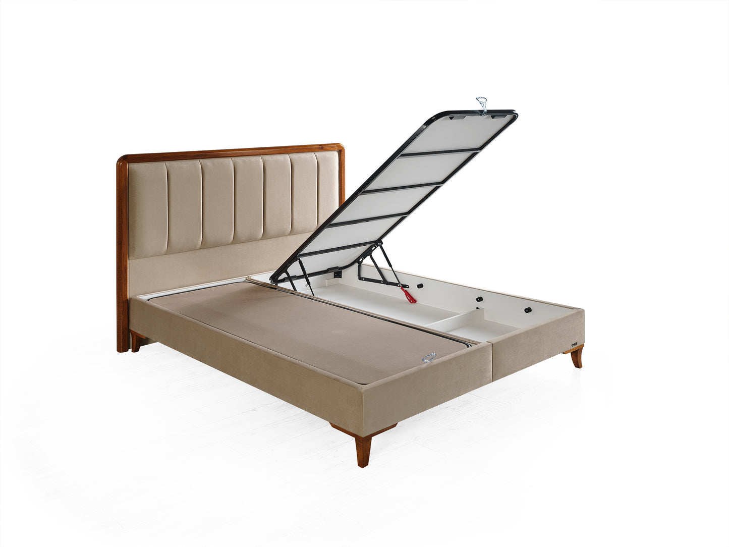 Schlafzimmer-Set "Rovina" – Bett mit Bettkasten und Matratze , Nachttisch, Hocker