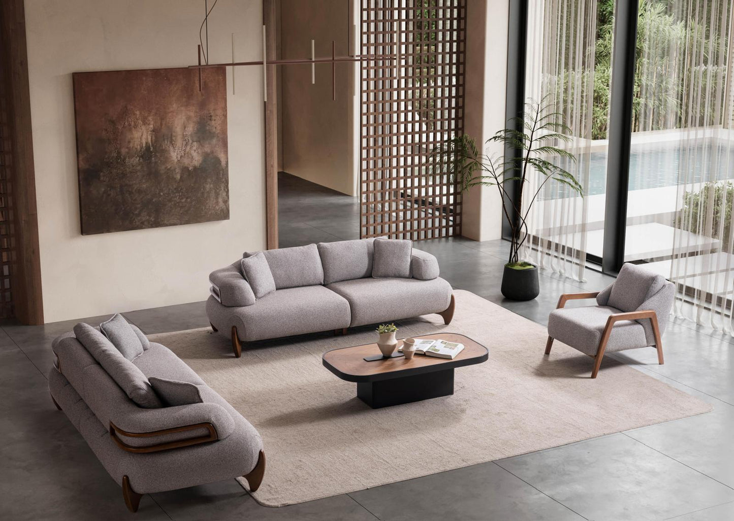 Sitzgruppe/Sofa Set - Wohnzimmergarnitur "Salix" 3+3+1