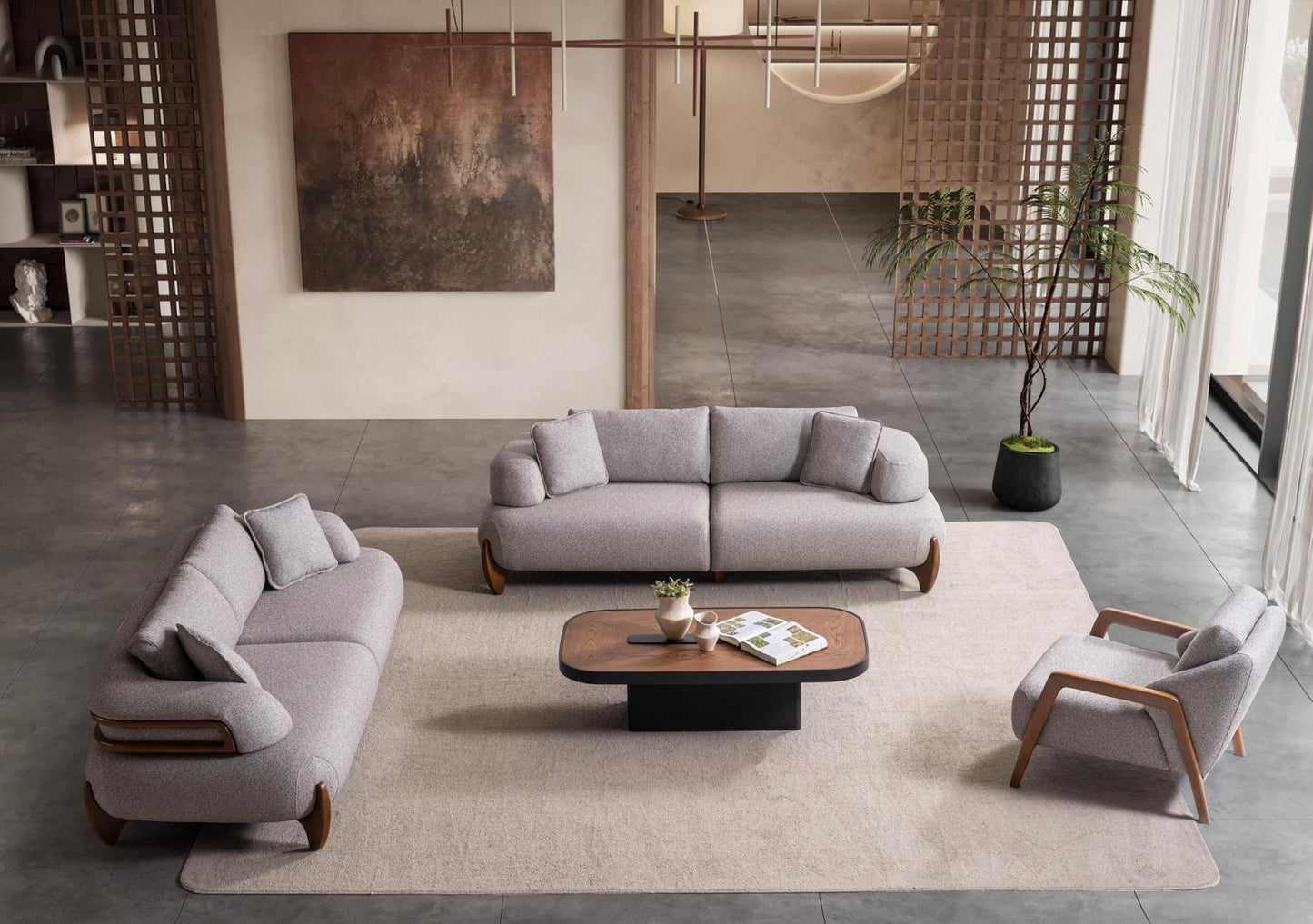 Sitzgruppe/Sofa Set - Wohnzimmergarnitur "Salix" 3+3+1
