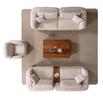 Sitzgruppe/Sofa Set - Wohnzimmergarnitur "Scilla" 3+3+1 + Mittelkonsolentisch - Beige - Nobelaa