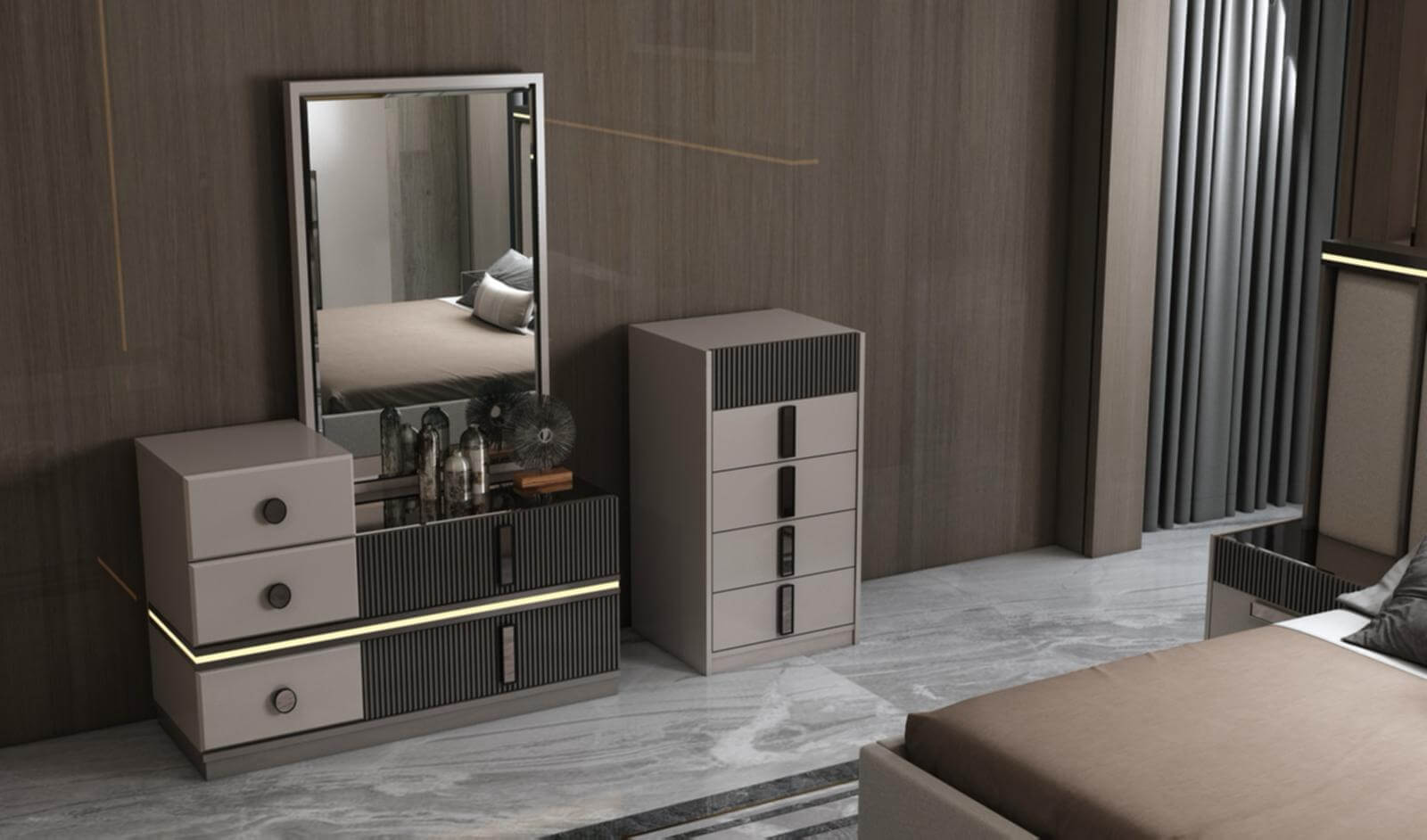 Schlafzimmer-Komplettset "Sereno" – beige- Nobelaa