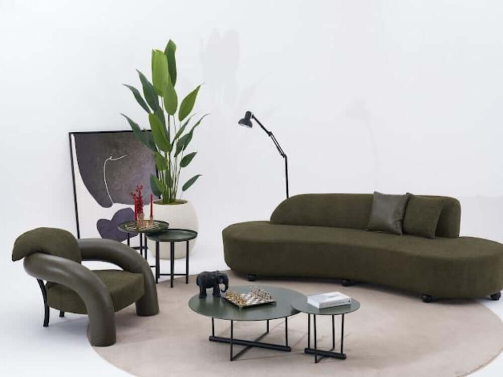 Sofa "Tiare" - gebogener Sofa + Sessel - grün - Nobelaa