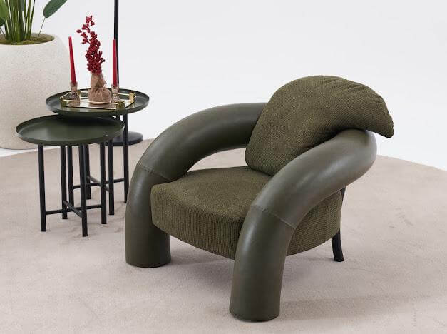 Sofa "Tiare" - gebogener Sofa + Sessel - grün - Nobelaa