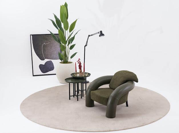 Sofa "Tiare" - gebogener Sofa + Sessel - grün - Nobelaa