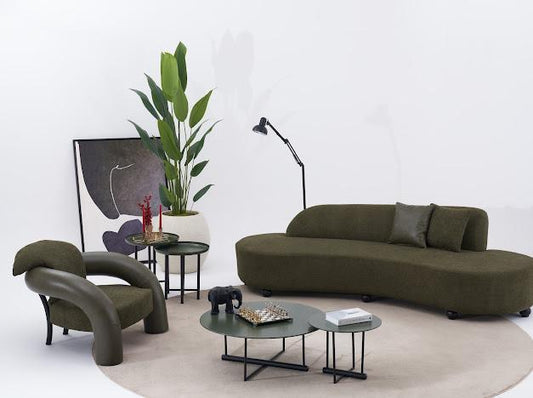 Sofa "Tiare" - gebogener Sofa + Sessel - grün - Nobelaa