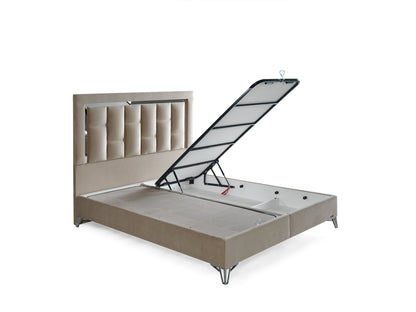 Schlafzimmer-Set "Tiva" – Bett mit Bettkasten und Matratze , Nachttisch, Bettbank