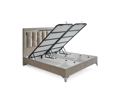 Schlafzimmer-Set "Tiva" – Bett mit Bettkasten und Matratze , Nachttisch, Bettbank