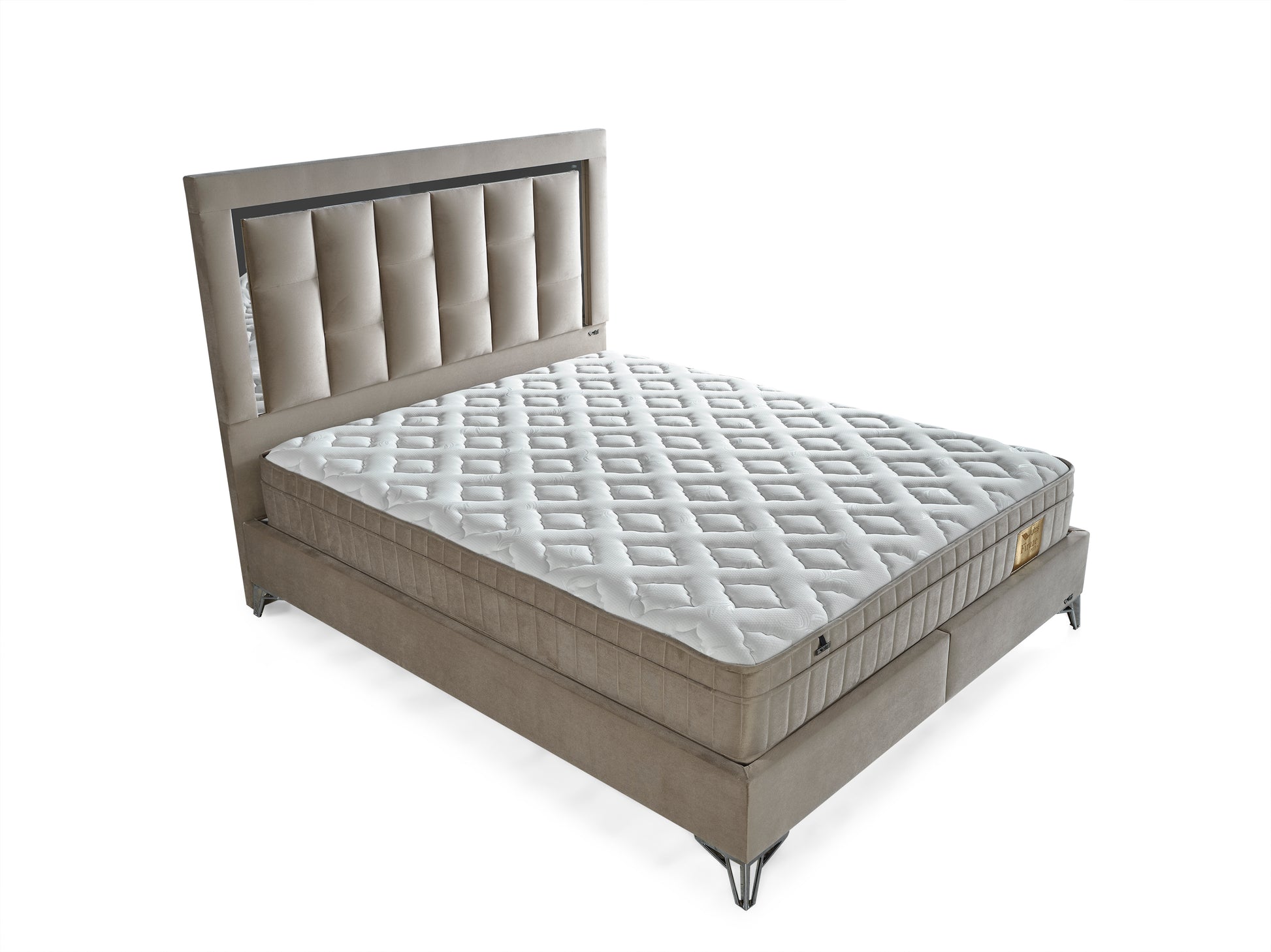 Schlafzimmer-Set "Tiva" – Bett mit Bettkasten und Matratze , Nachttisch, Bettbank