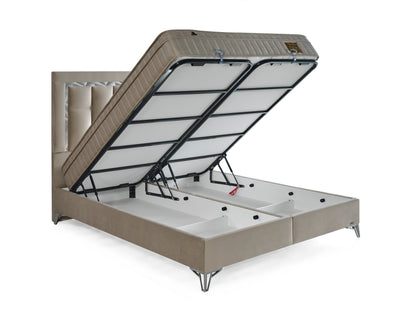 Schlafzimmer-Set "Tiva" – Bett mit Bettkasten und Matratze , Nachttisch, Bettbank