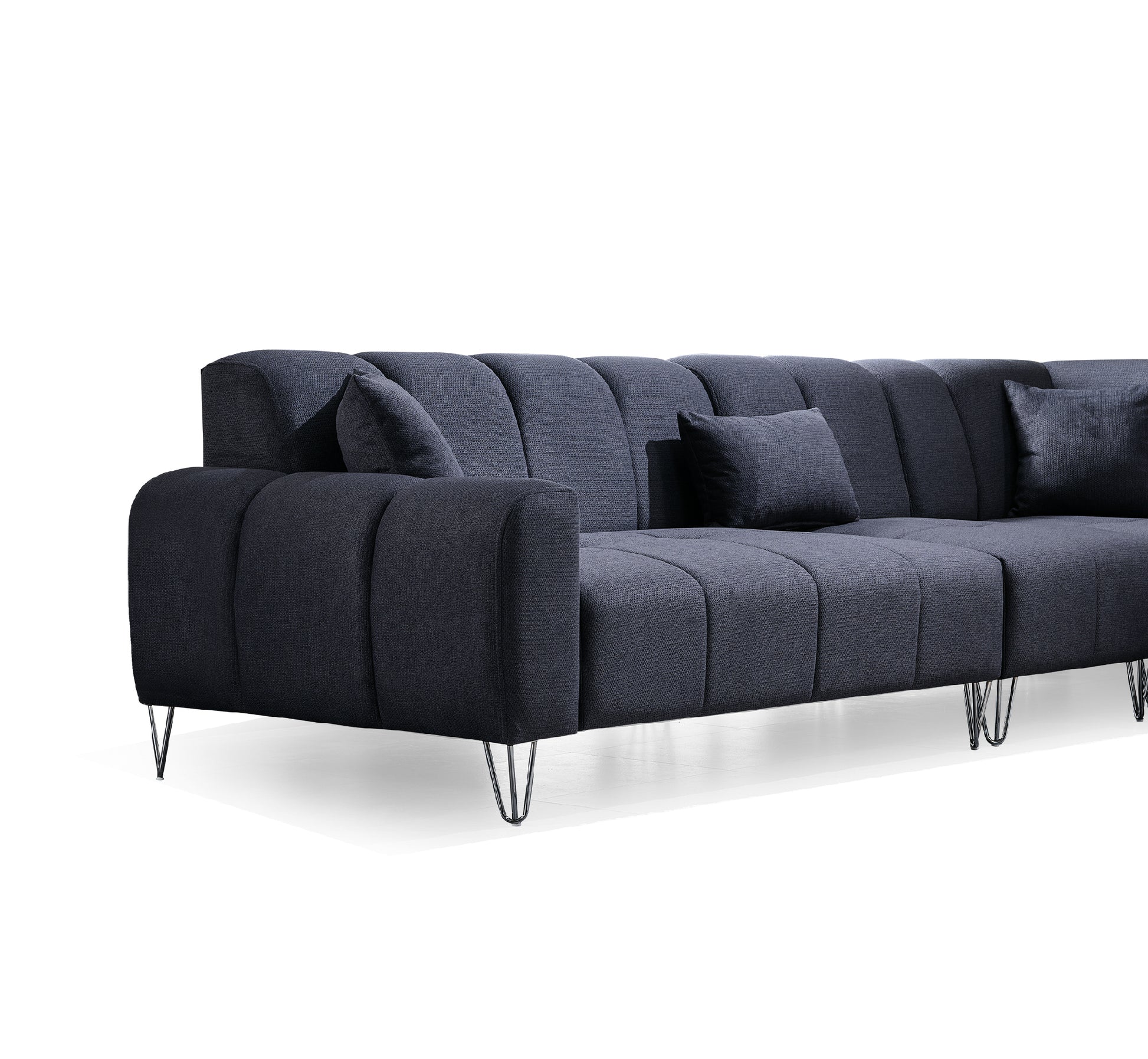 Ecksofa "Wasserrose" Ottomane rechts + Hocker