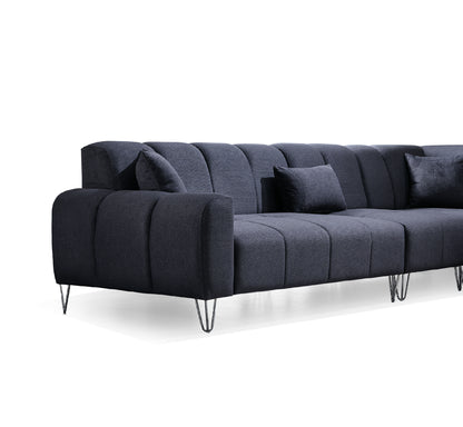 Ecksofa "Wasserrose" Ottomane rechts + Hocker