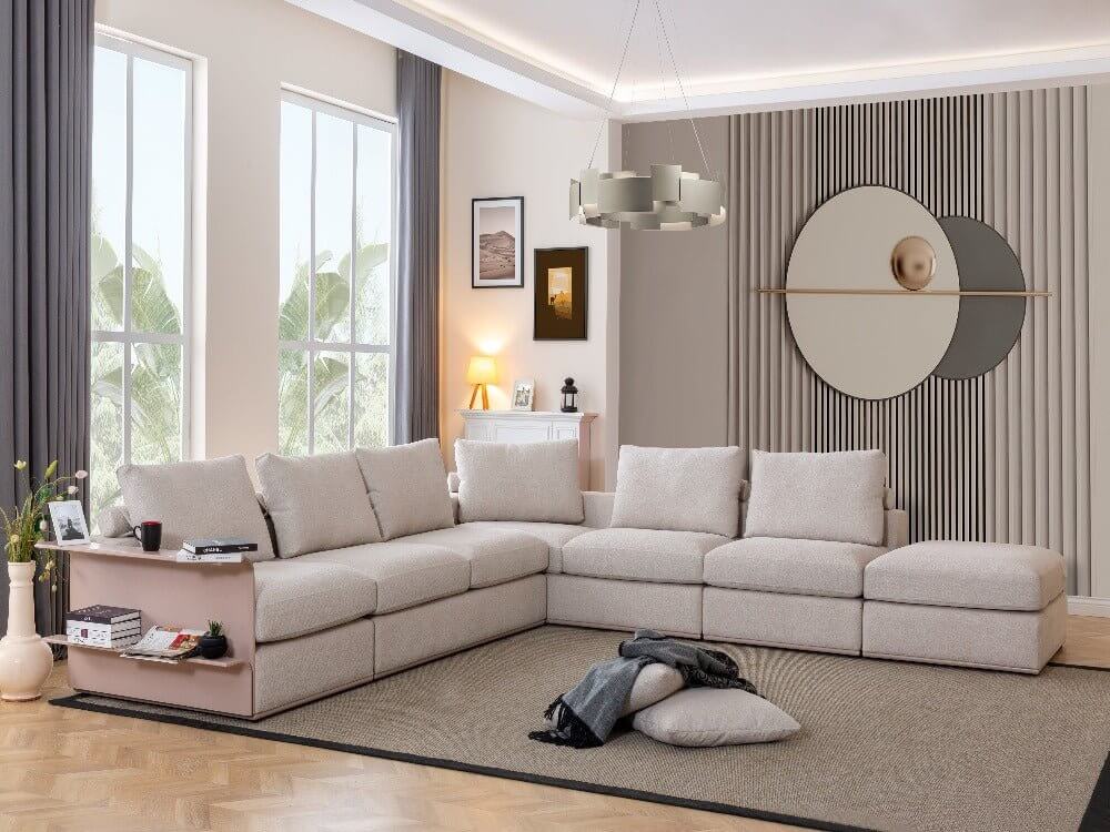 Ecksofa "Myrtle" + Konsolenschrank - Beige - Nobelaa