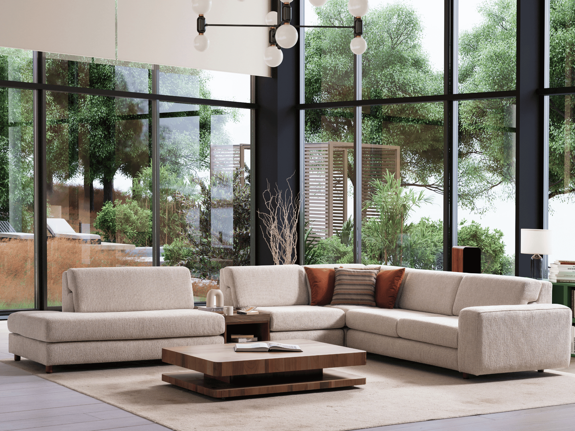 Ecksofa "Thistle" + Mittelkonsolentisch - Beige - Nobelaa