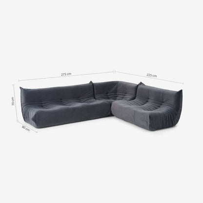 Modulares Ecksofa "Blossom" - Gelb 3+3+1 - Nobelaa