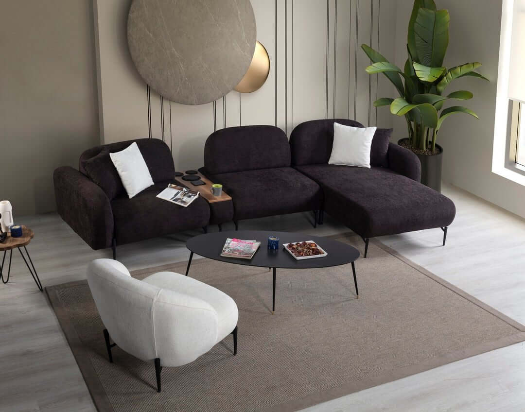 Modulares Ecksofa "Calla" mit Bluetooth - Soundsystem - Braun - Nobelaa