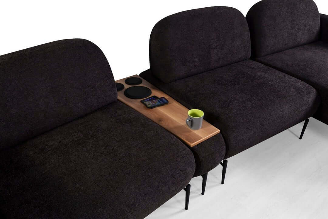 Modulares Ecksofa "Calla" mit Bluetooth - Soundsystem - Braun - Nobelaa