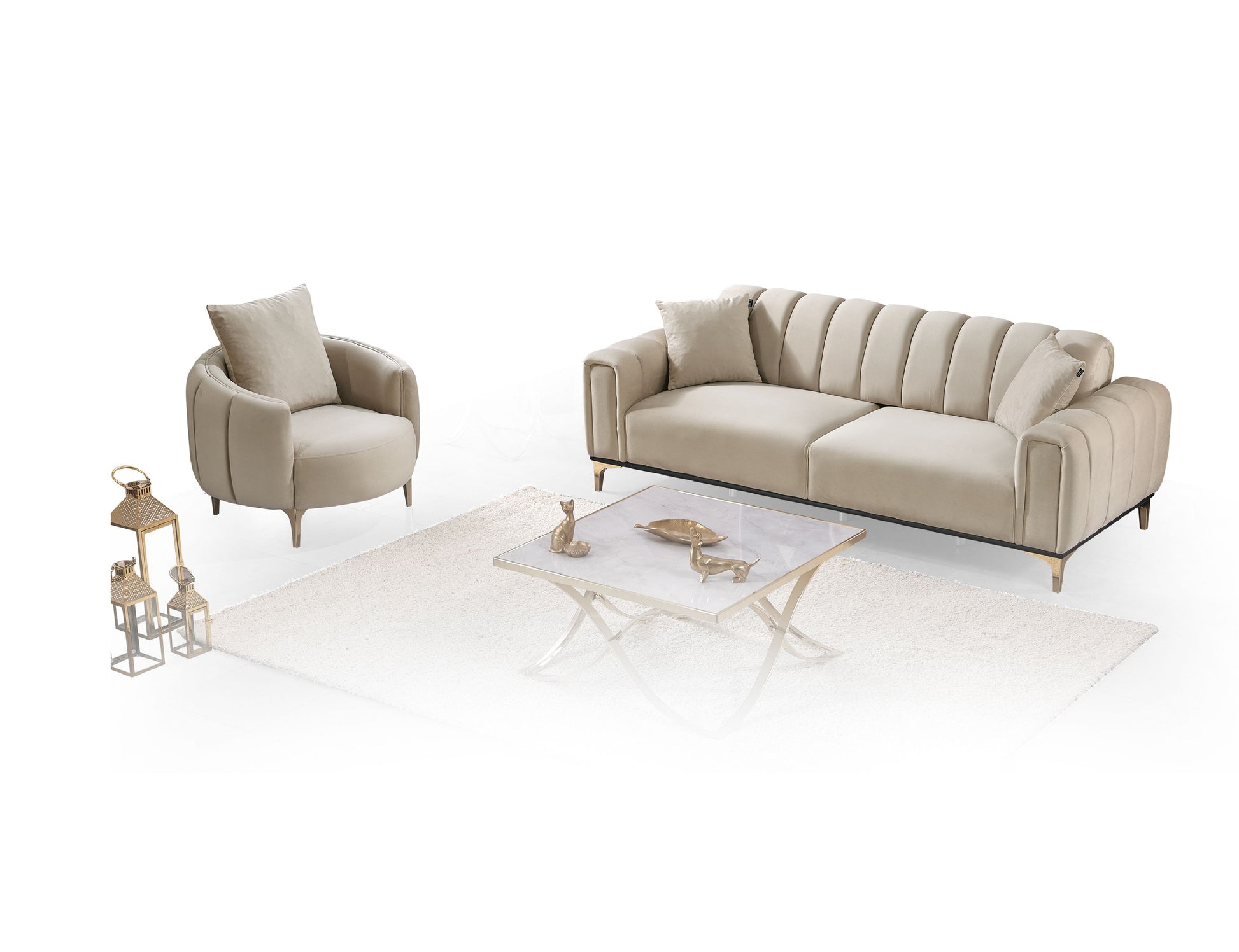 Sitzgruppe/Sofa Set - Wohnzimmergarnitur "Evora" 3+3+1