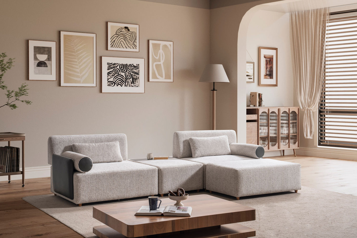 Modulares Ecksofa "Hibiscus" - Weiß - Nobelaa