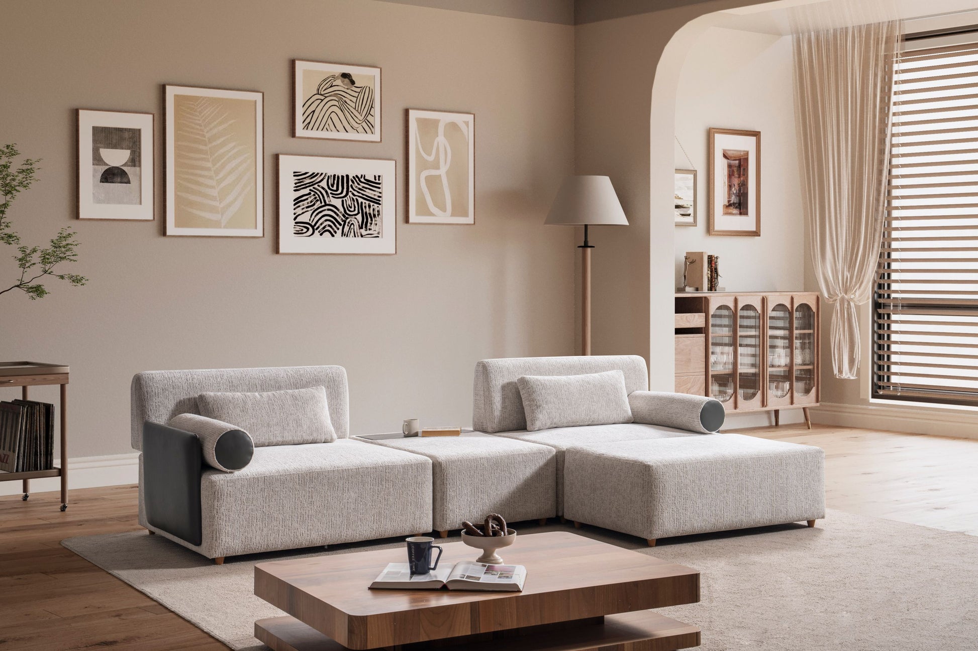 Modulares Ecksofa "Hibiscus" - Weiß - Nobelaa