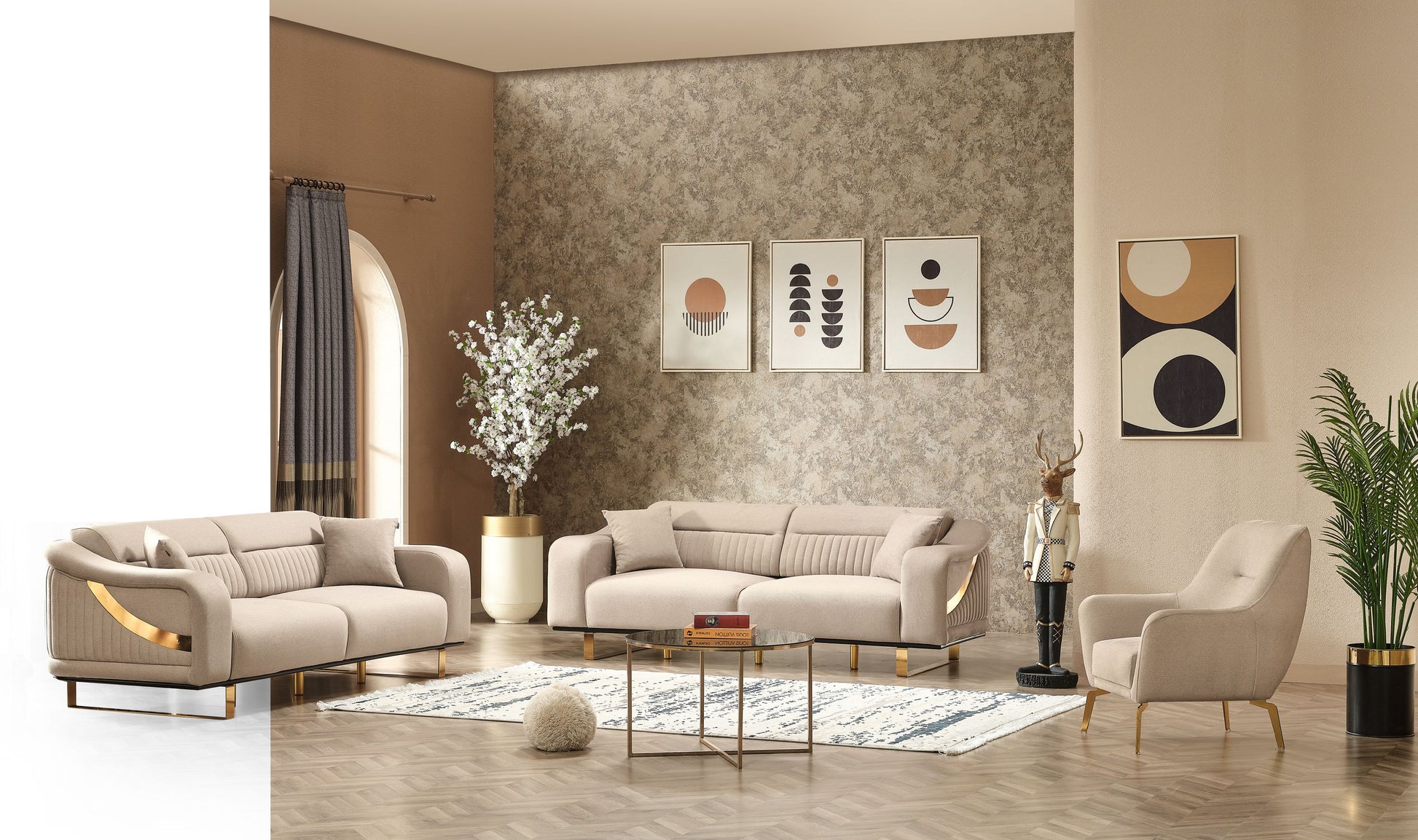 Sitzgruppe/Sofa Set - Wohnzimmergarnitur "Liora" 3+3+1
