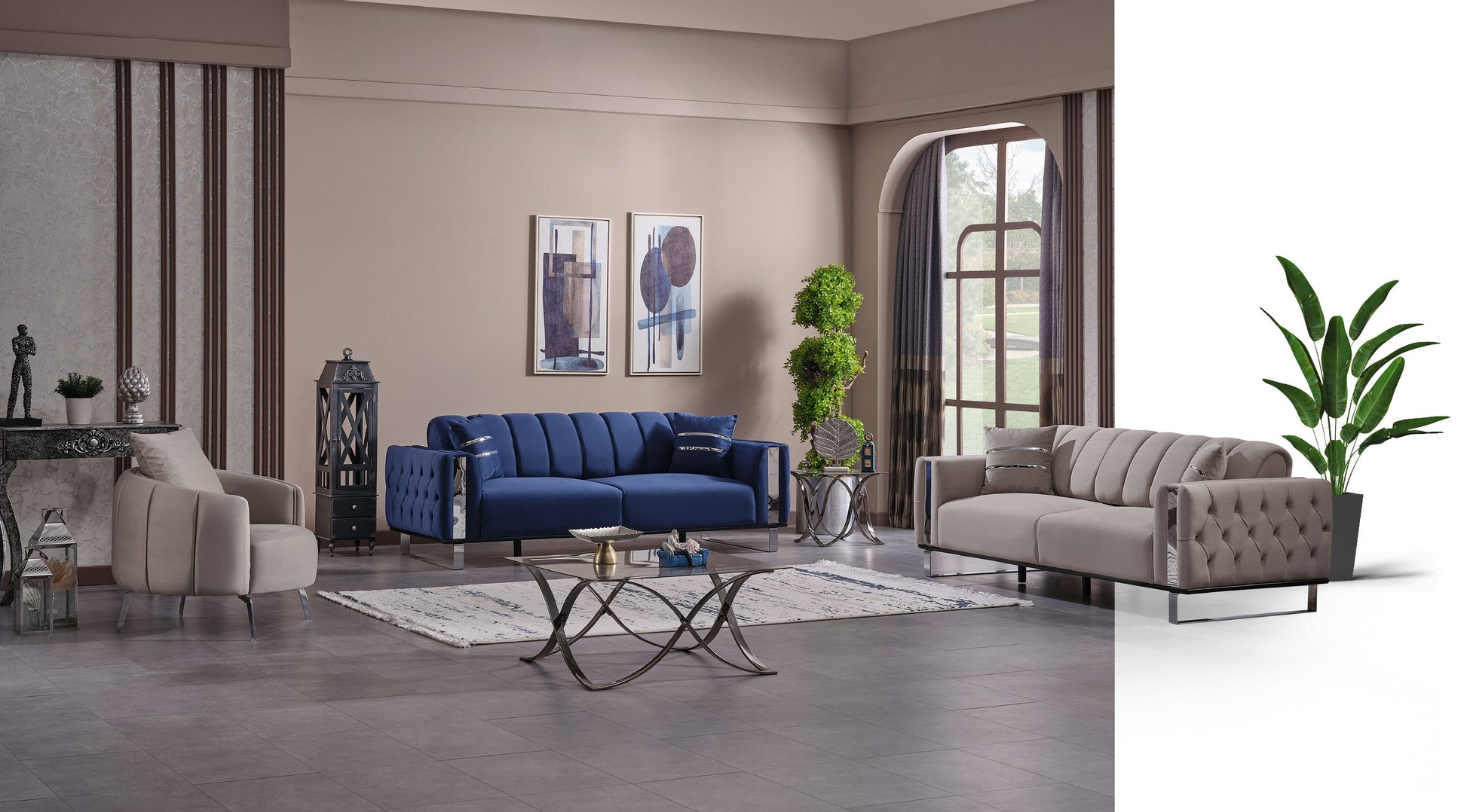 Sitzgruppe/Sofa Set - Wohnzimmergarnitur "Nox" 3+3+1
