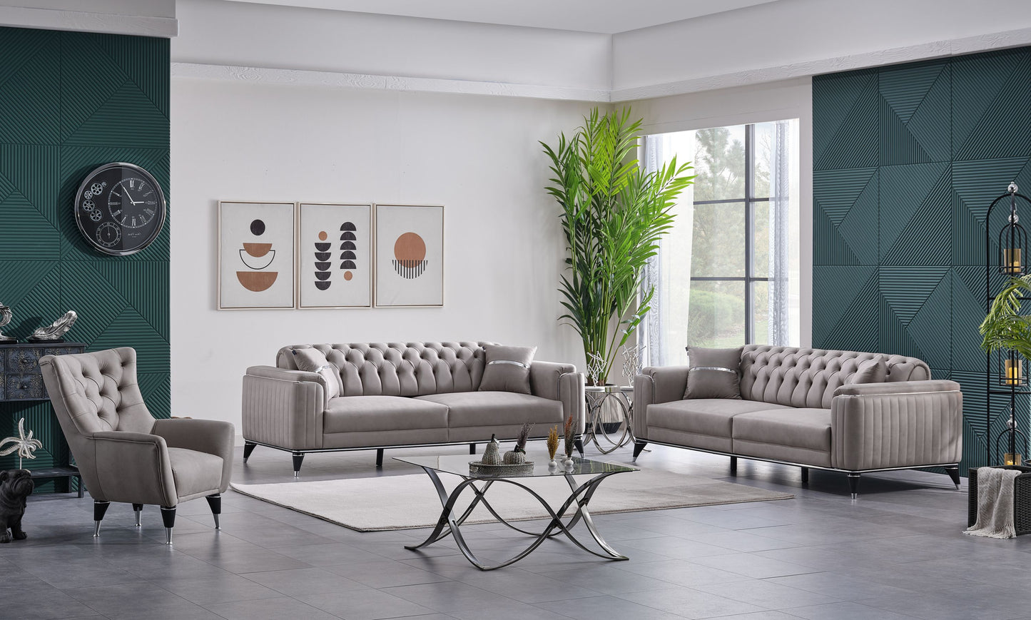 Sitzgruppe/Sofa Set - Wohnzimmergarnitur "Elina" 3+3+1