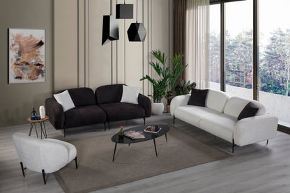 Sitzgruppe/Sofa Set - Wohnzimmergarnitur "Arbor" mit Bluetooth - Soundsystem - Weiß/Braun - Nobelaa