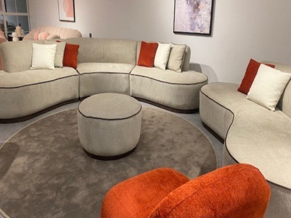 Sitzgruppe/Sofa Set - Wohnzimmergarnitur "Belladonna" - Moderne Eckgarnitur + 3 - Sitzer + Sessel + Hocker - Nobelaa