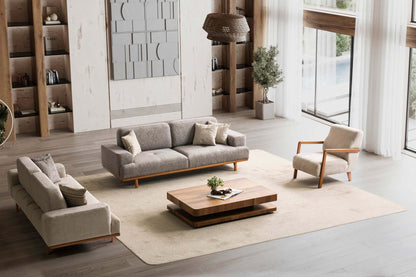 Sitzgruppe/Sofa Set - Wohnzimmergarnitur "Cassia" - Grau/Beige - Nobelaa