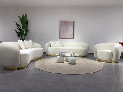 Sitzgruppe/Sofa Set - Wohnzimmergarnitur "Dahlia" 3+3+1 - Weiß/Gold - Nobelaa