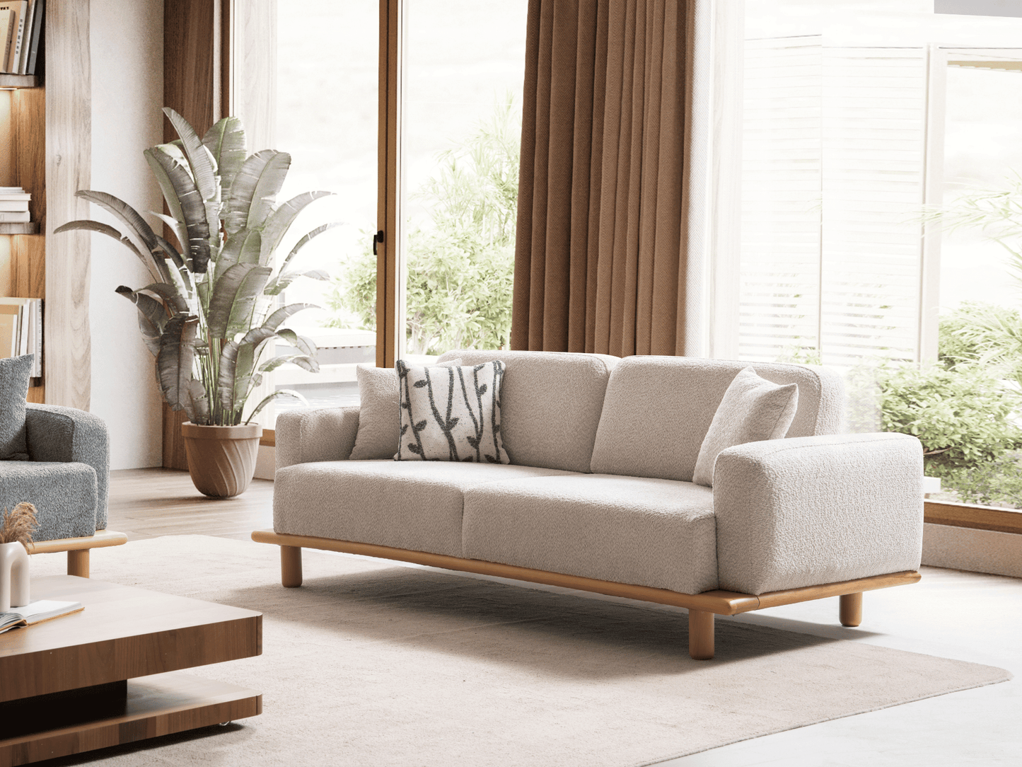 Sitzgruppe/Sofa Set - Wohnzimmergarnitur "Gardenia" - Grau/Weiß - Nobelaa