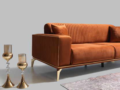 Sitzgruppe/Sofa Set - Wohnzimmergarnitur "Poppy" - Dunkelblau/Orange - Nobelaa