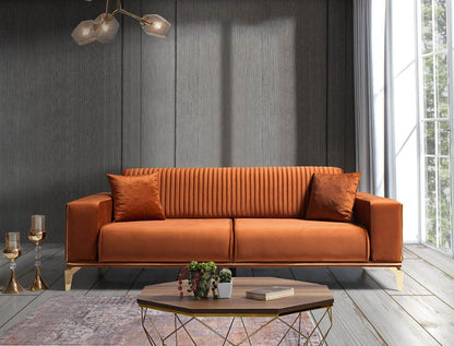 Sitzgruppe/Sofa Set - Wohnzimmergarnitur "Poppy" - Dunkelblau/Orange - Nobelaa