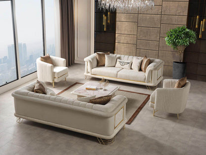 Sitzgruppe/Sofa Set - Wohnzimmergarnitur "Rue" - Beige - Nobelaa