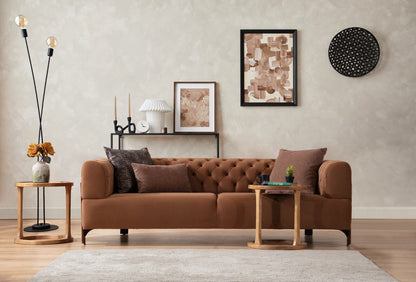 Sitzgruppe/Sofa Set - Wohnzimmergarnitur "Sage" - Beige/Braun - Nobelaa