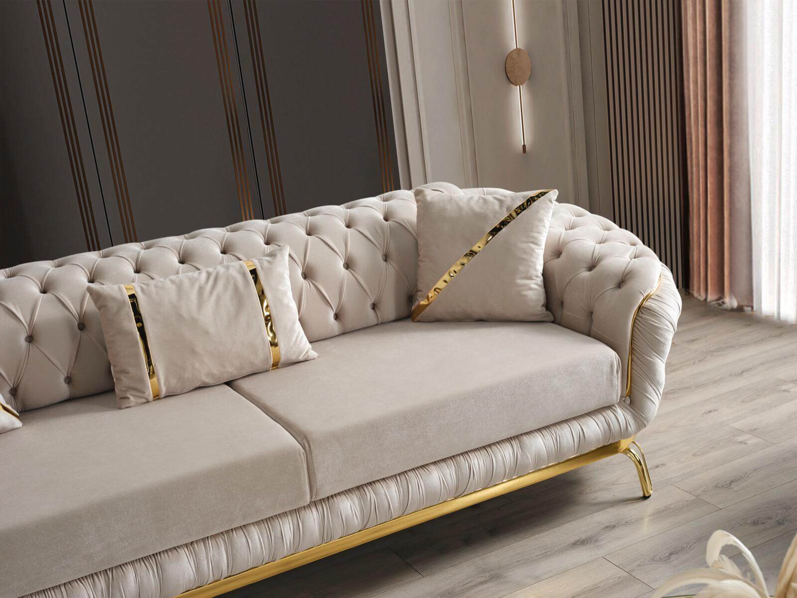 Sitzgruppe/Sofa Set - Wohnzimmergarnitur "Tulip" - Anthrazit/Beige - Nobelaa