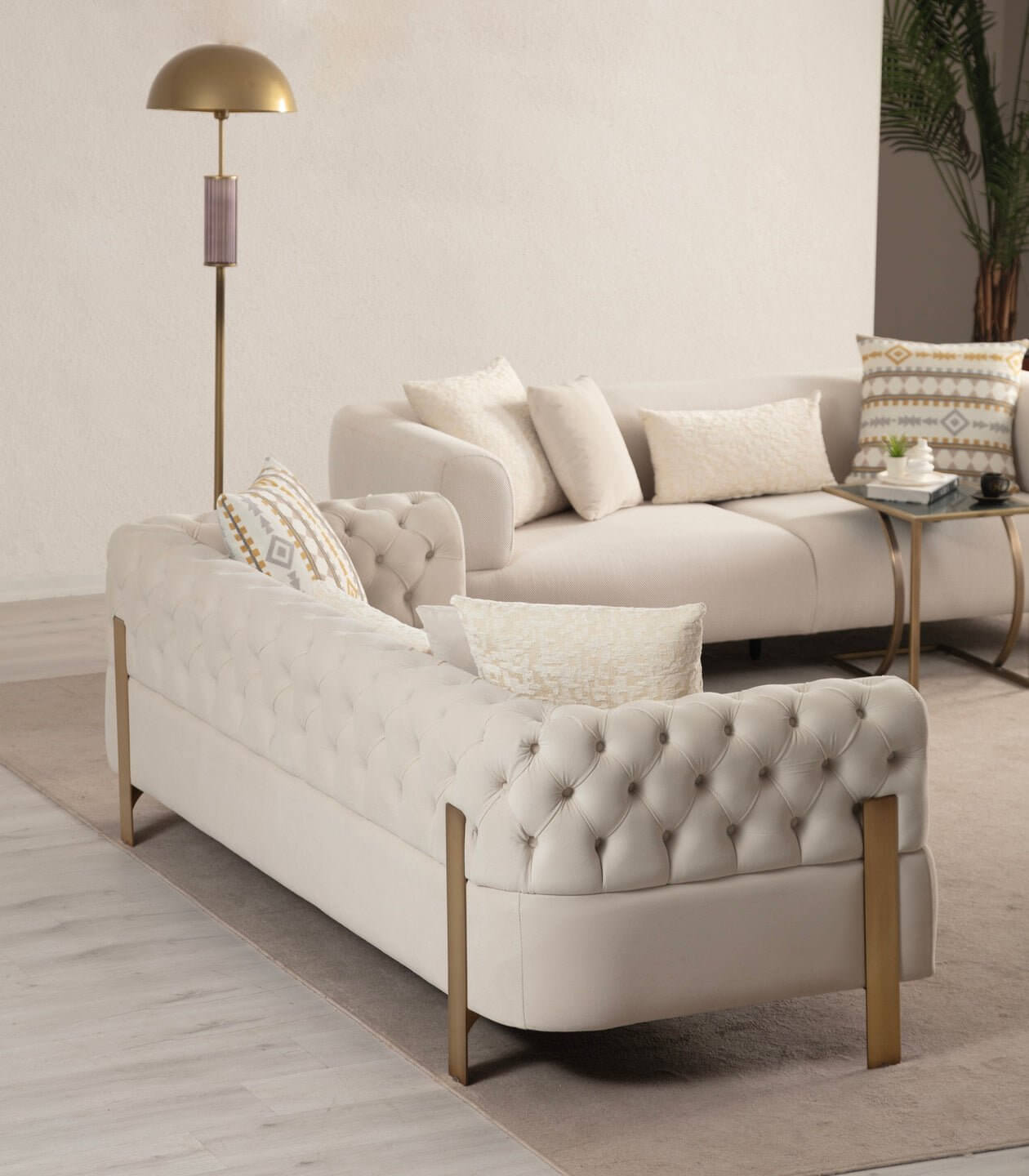 Sitzgruppe/Sofa Set - Wohnzimmergarnitur "Verbena" - Beige - Nobelaa